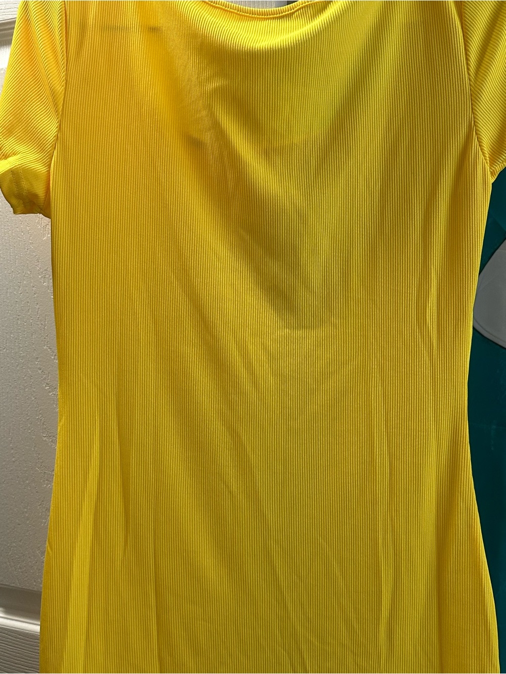 Yellow Ribbed Short-Sleeve Women's Top